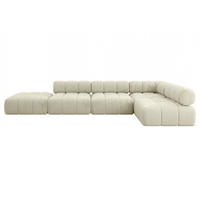 ECKSOFA modulares Sofa Favio-L2 - 380x190x70 cm Beige Velours - Beige, Holzwerkstoff/Textil (380/190cm) - ALTDECOR