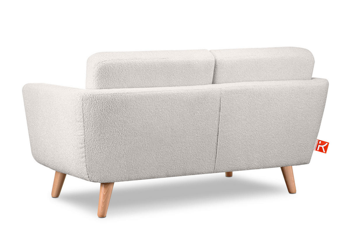 SOFA TAGIO mit Armlehnen, Weiß - Braun/Weiß, Buchenholz/Textil (153/80/84cm) - KONSIMO®