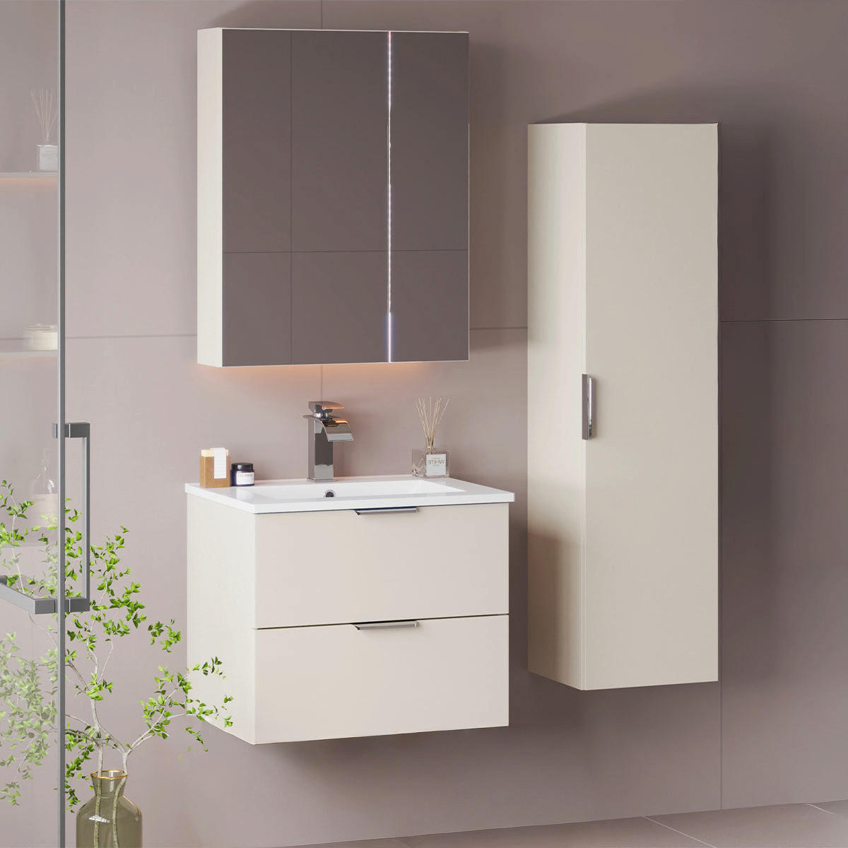 WASCHTISCH 60cm Astrid Kaschmir - Beige, Holzwerkstoff (60/50/45.8cm) - Petits-meubles