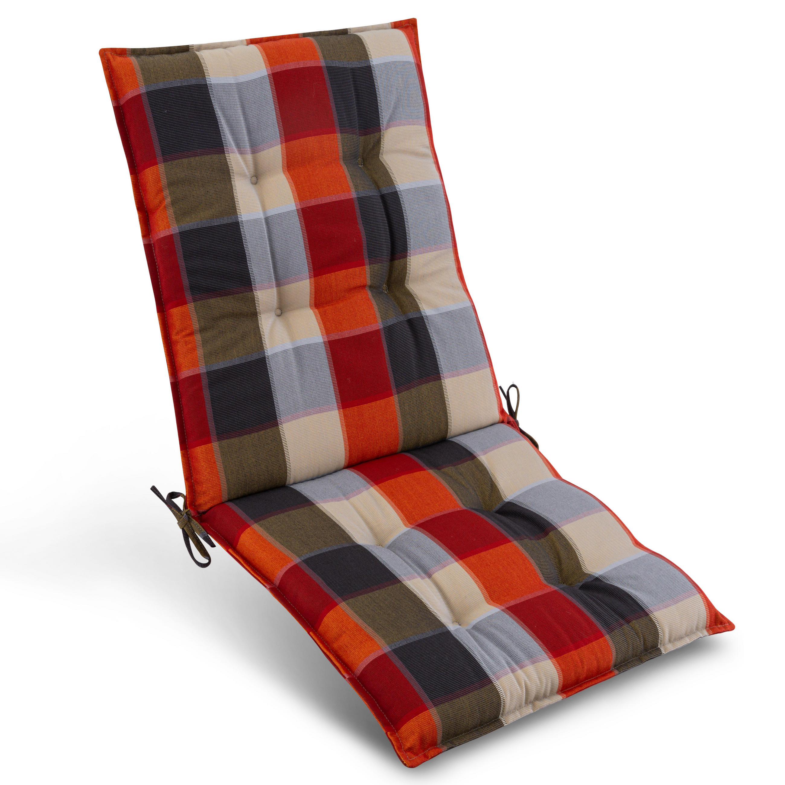 NIEDERLEHNERAUFLAGE Sun-NL 105/50/8cm Orange-Grün-Kariert - Multicolor, Textil (50/8/105cm) - Beautissu 