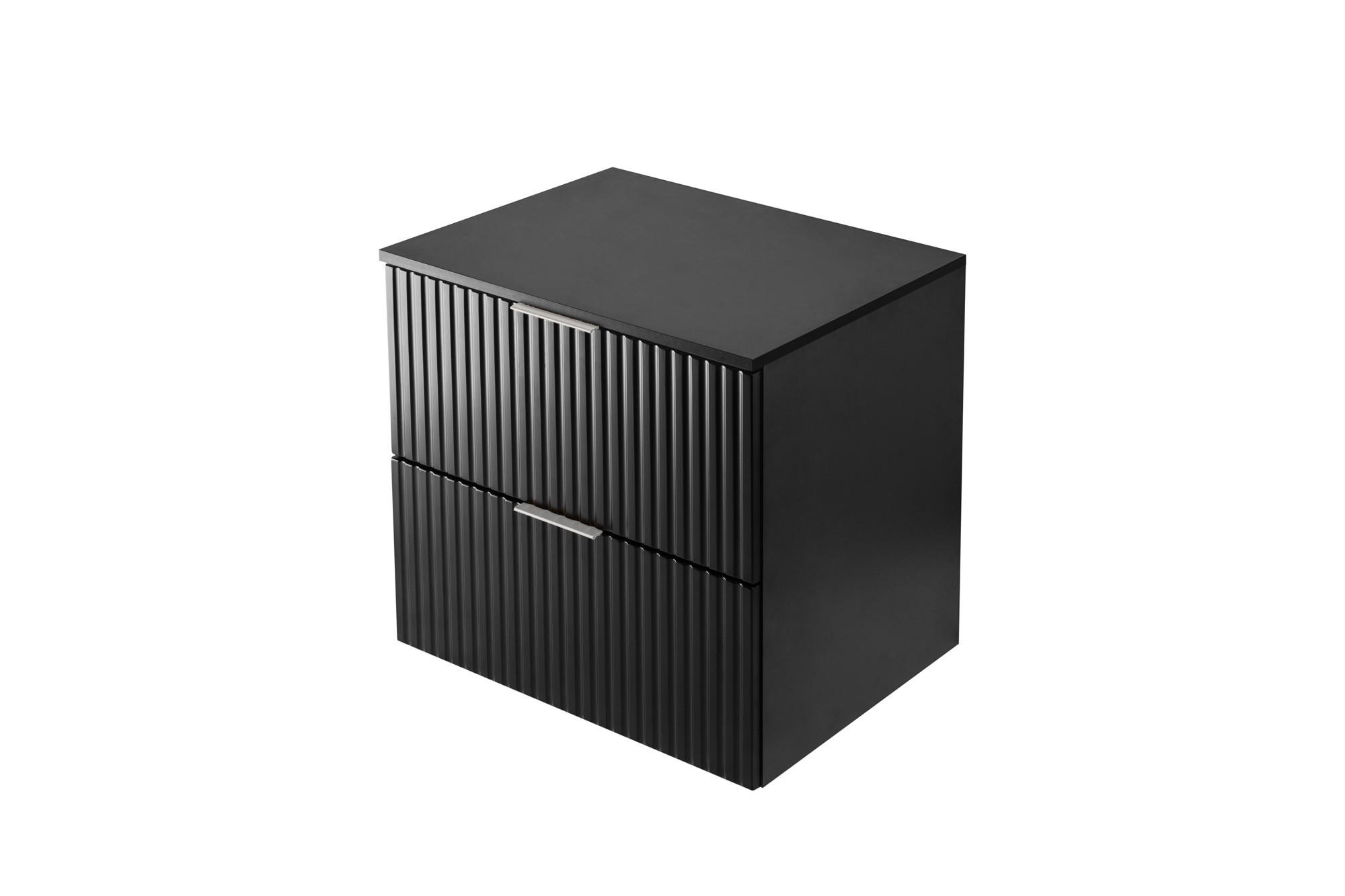 WASCHBECKUNTERSCHRANK, Schwarz, 60 x 57 x 46 cm, silberner Griff + Arbeitsplatte - Silberfarben/Schwarz, Holzwerkstoff (60/57/46cm) - 3XE LIVING