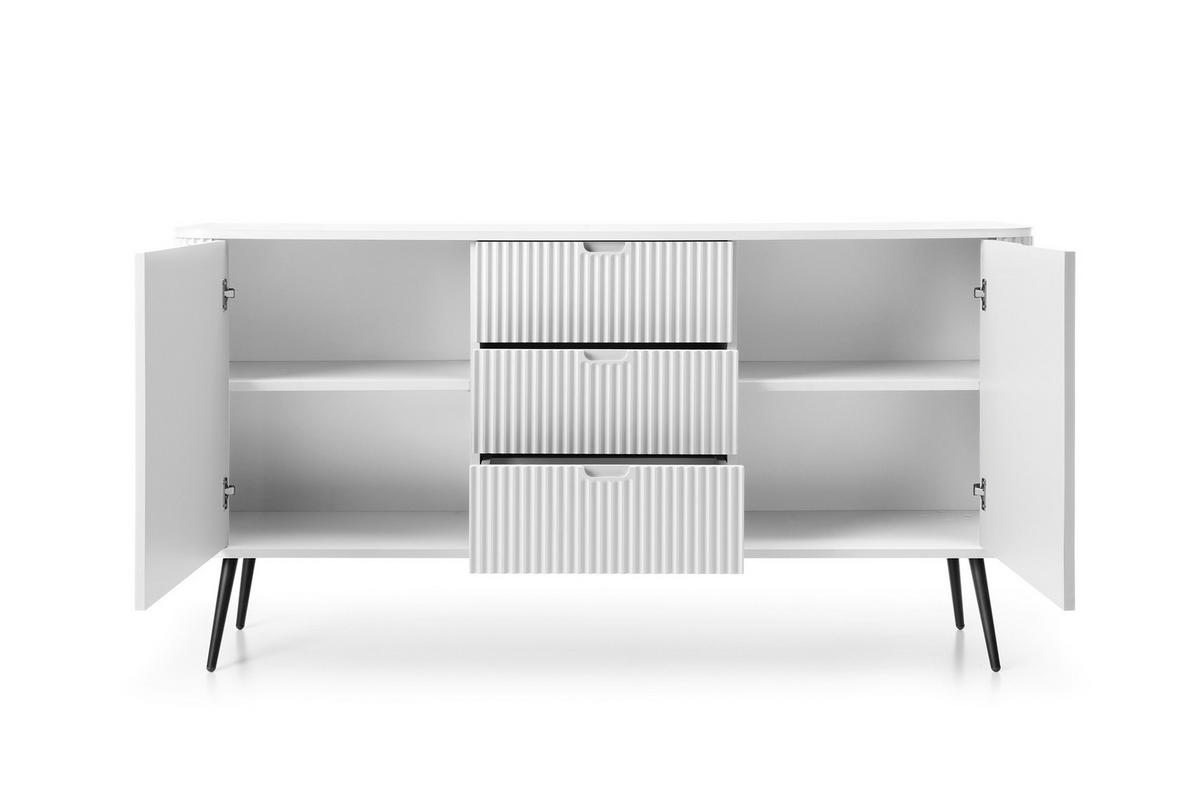 KOMMODE Breite ZOVA Weiß-Schwarz, 168x87x39cm 3 Schubladen, 2 Schränke - Schwarz/Weiß, Holzwerkstoff/Kunststoff (168/87/39cm) - DomoHome