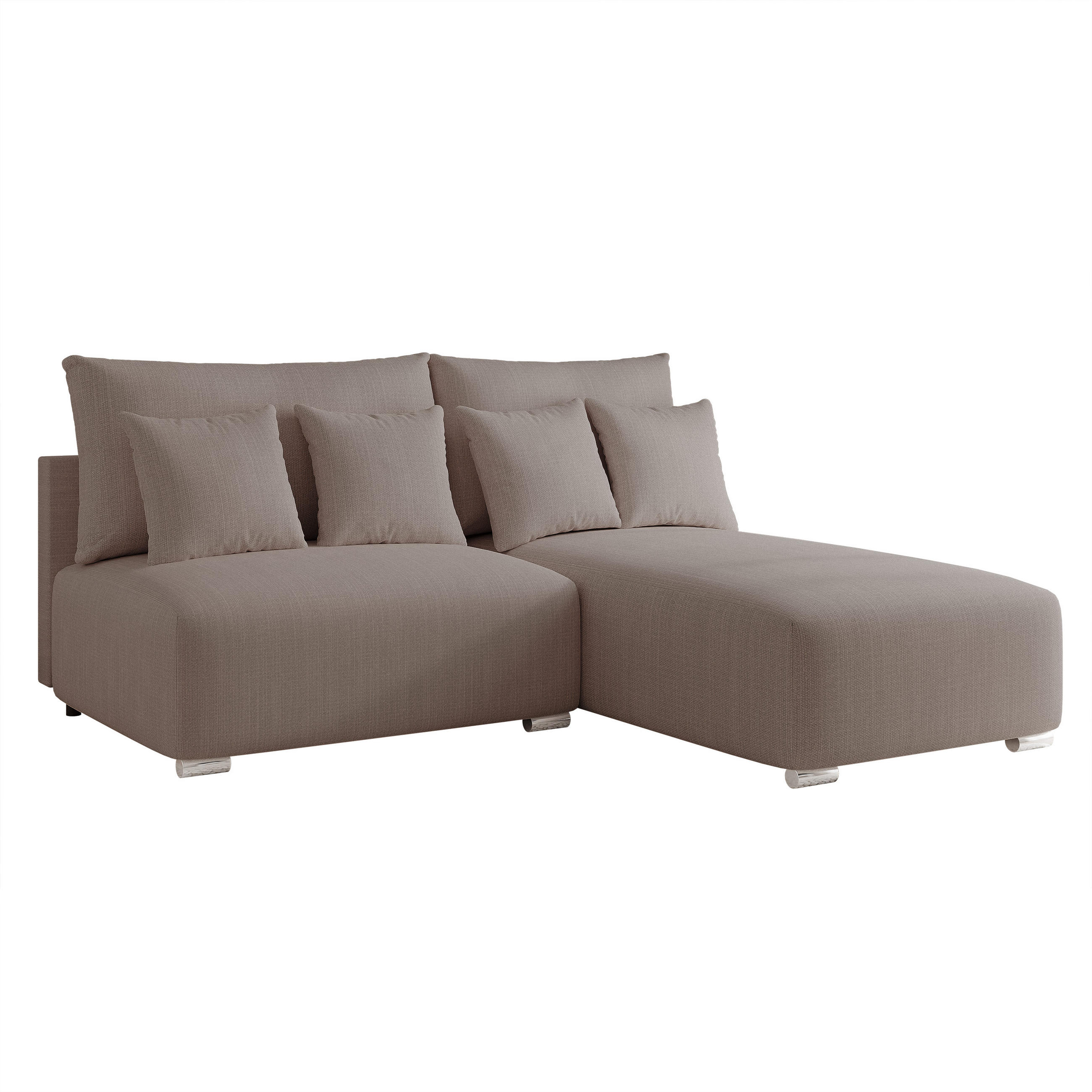 ECKSOFA ELVO mit Schlaffunktion und Bettkasten Dunkelbeige - Taupe, Holzwerkstoff/Kunststoff (208/190cm) - Idohome