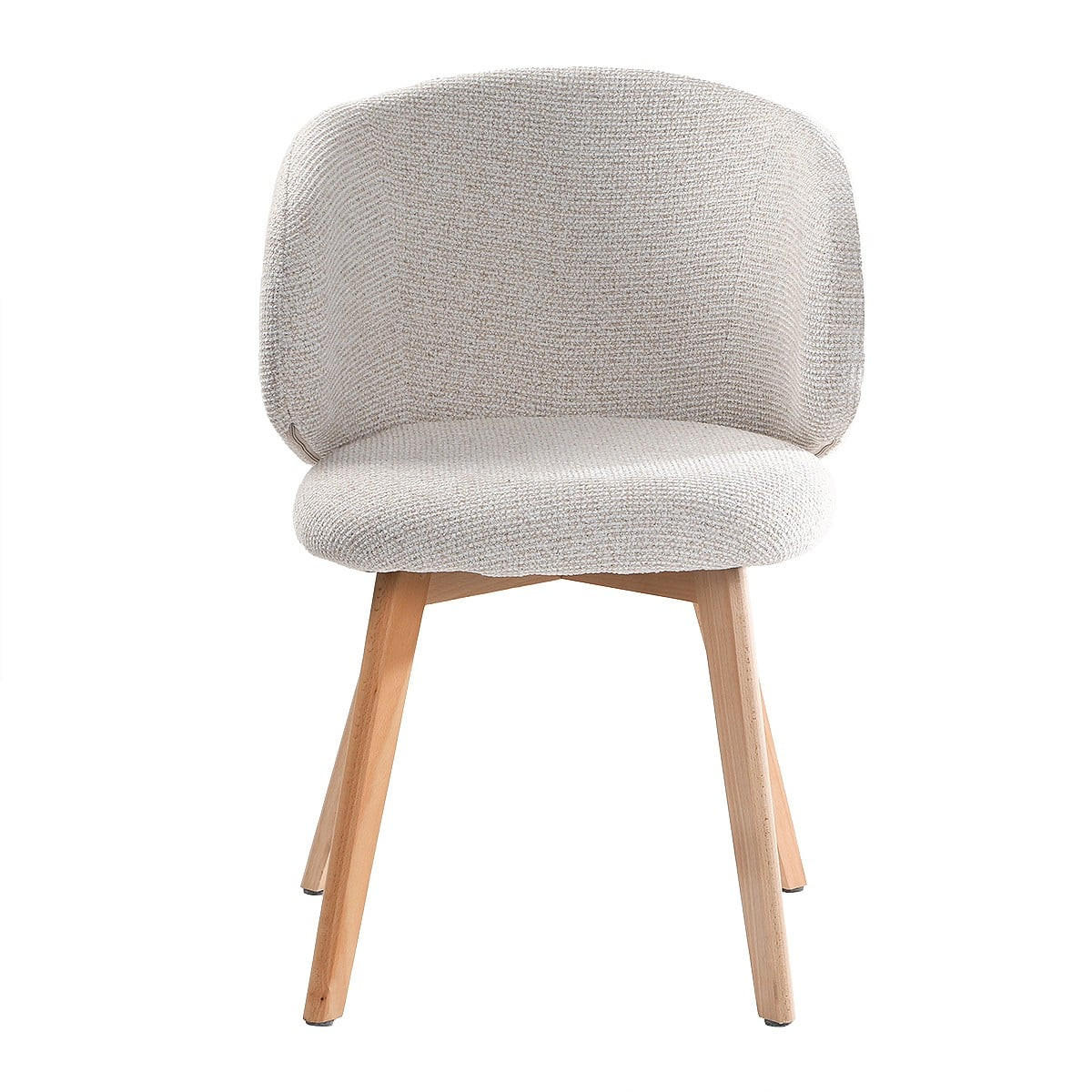 STÜHLE 2er?Set aus stoff und massive Holzfüße 60/55/79 cm - Beige, Textil (55/79/63.5cm) - Calicosy