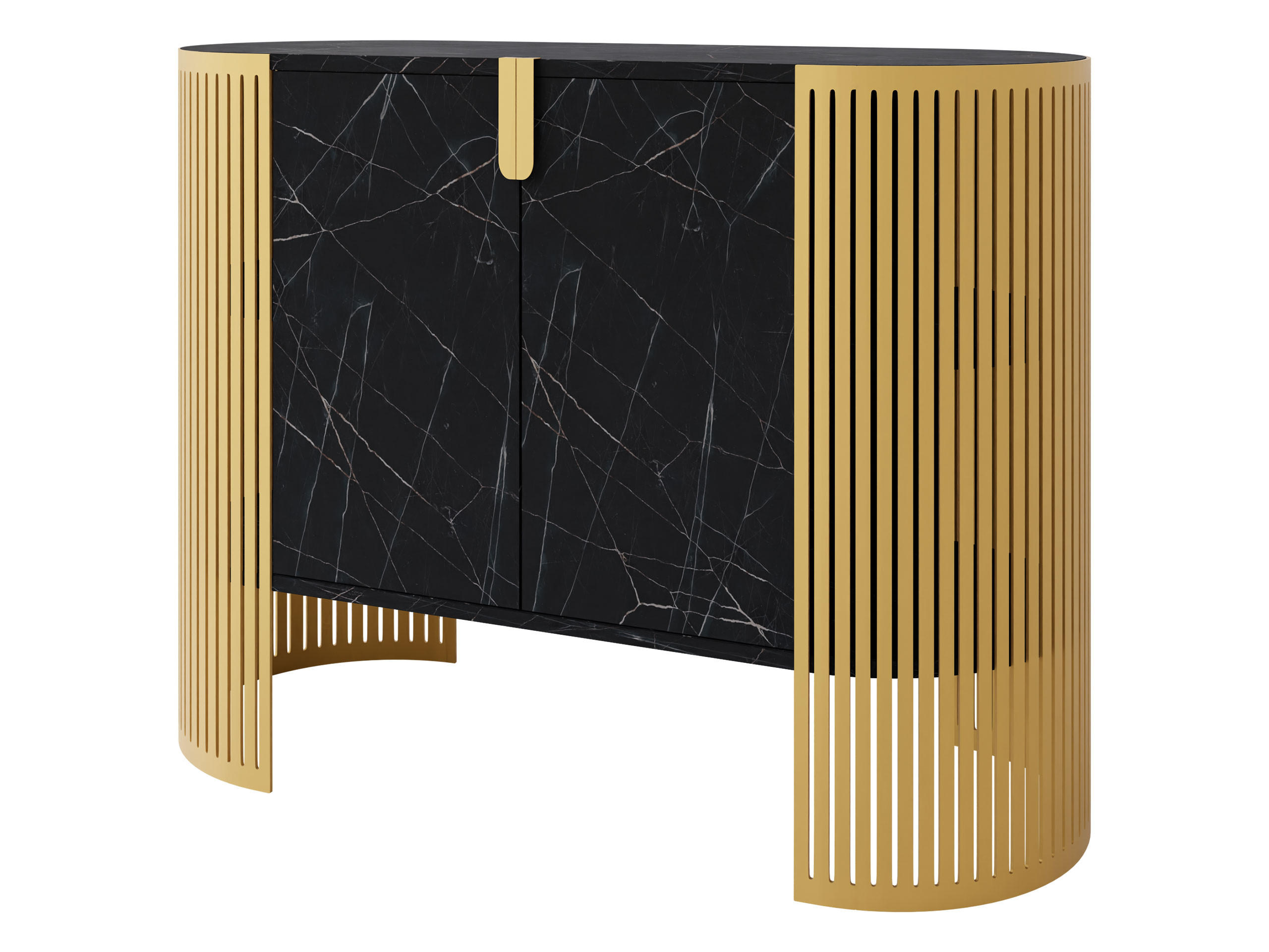 KOMMODE Fikoli Gold - Goldfarben/Schwarz, Holzwerkstoff/Metall (120/90/40cm) - MIRJAN24