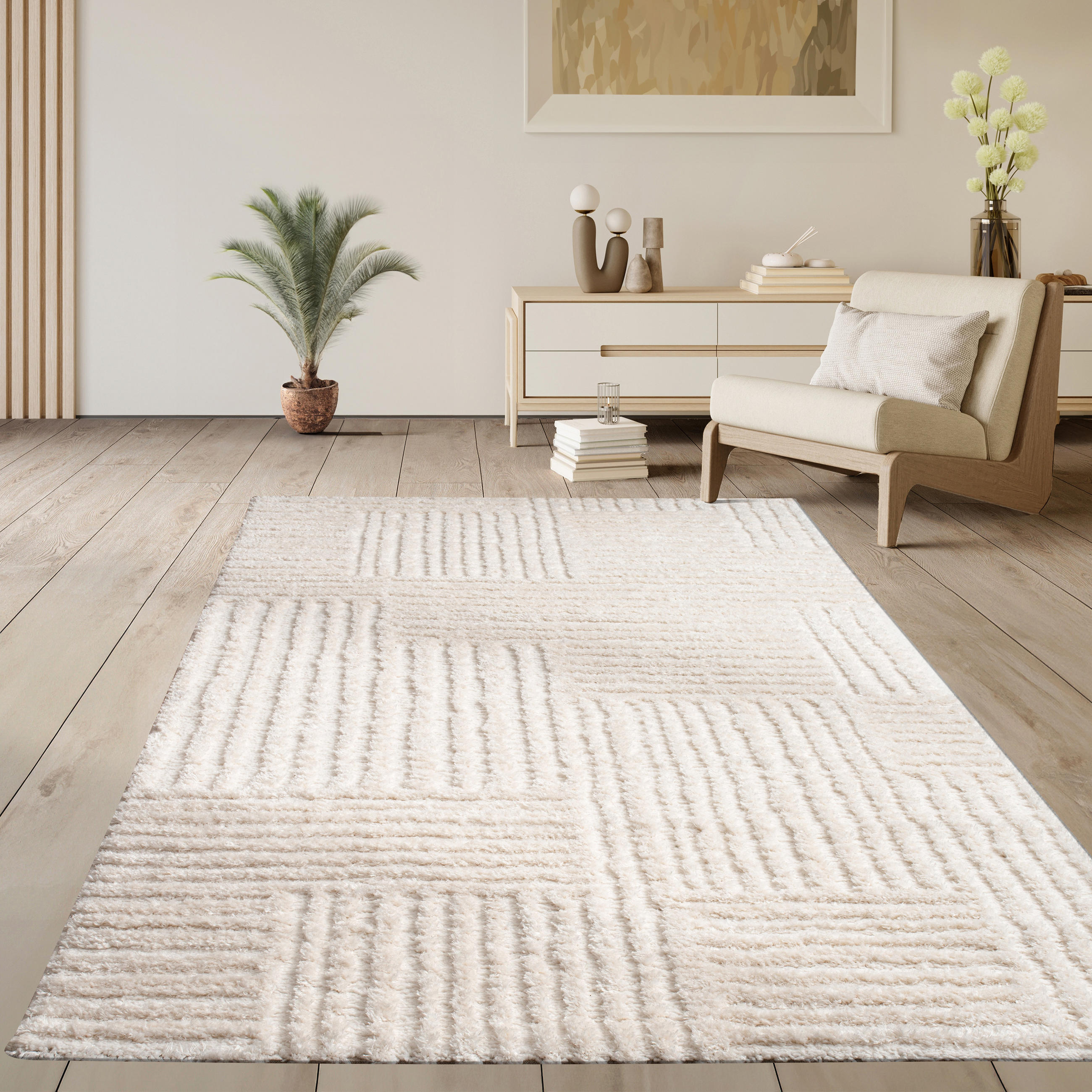 HOCHFLORTEPPICH 240/330 cm Palma 334 - Weiß, Textil (240/330cm) - Paco Home