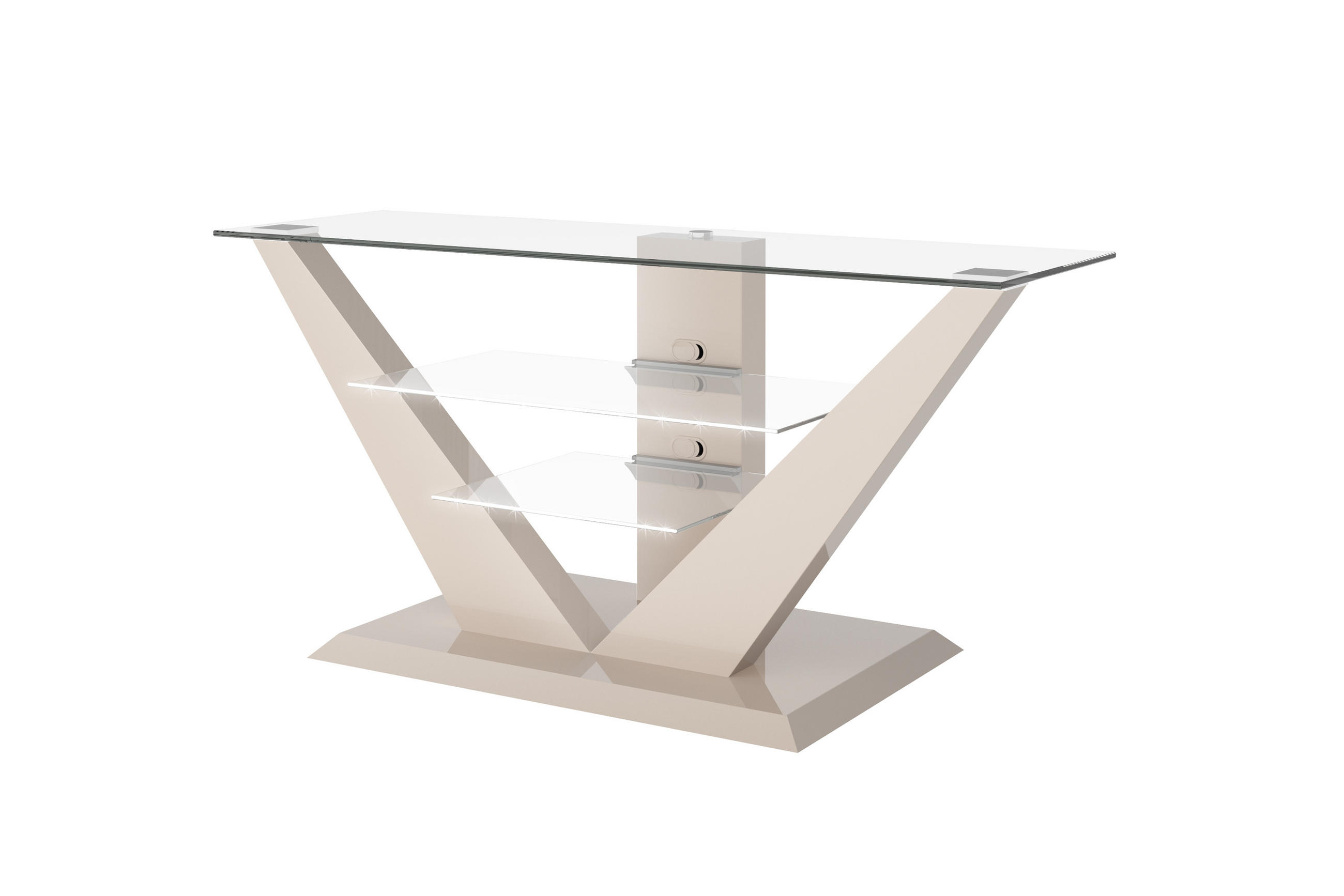 FERNSEHTISCH rechteckig Cappuccino Hochglanz Glas 140/65/53 cm - Cappuccino, Holzwerkstoff (53.5/65/140cm)