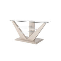 FERNSEHTISCH rechteckig Cappuccino Hochglanz Glas 140/65/53 cm - Cappuccino, Holzwerkstoff (53.5/65/140cm)