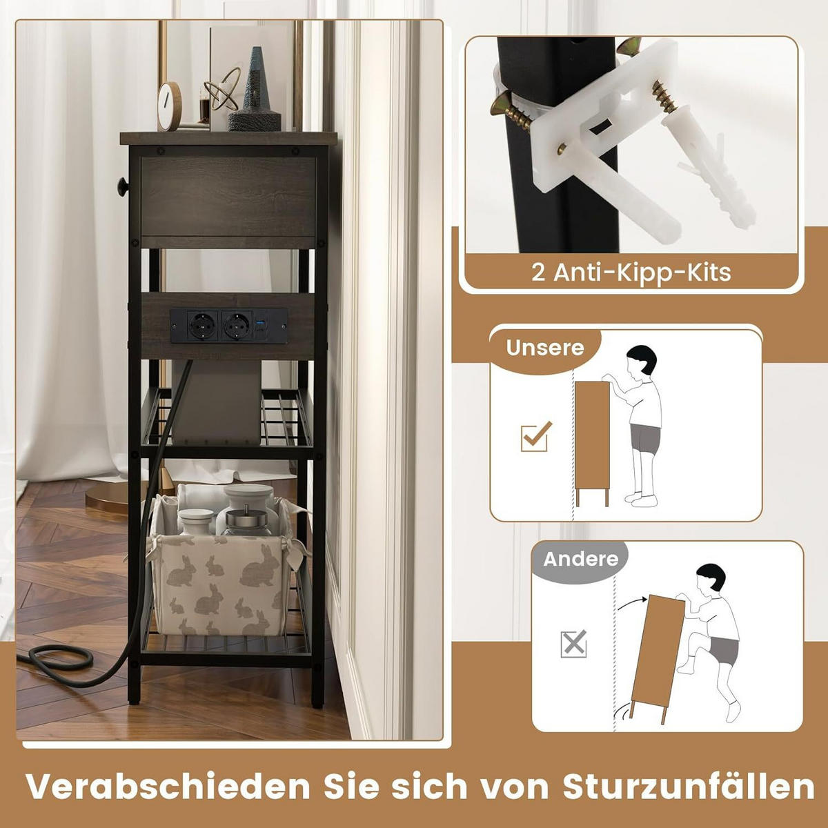 KONSOLENTISCH 81cm Grau - Grau, Holz (81/30/81cm) - COSTWAY