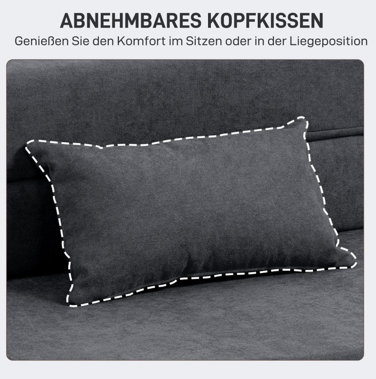 SCHLAFSESSEL 80/80/64 cm mit Liegefläche 80/210 cm – klappbar & platzsparend - Dunkelgrau, Textil (80/64/80cm) - BEAOK