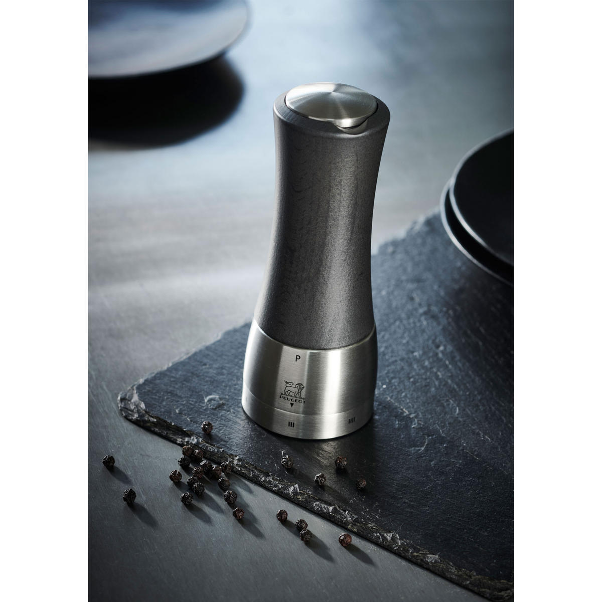 PFEFFERMÜHLE Daman uSelect 16cm Buchenholz Graphit Stahlmahlwerk - Grau, Holz (6.1/16/6.1cm) - PEUGEOT