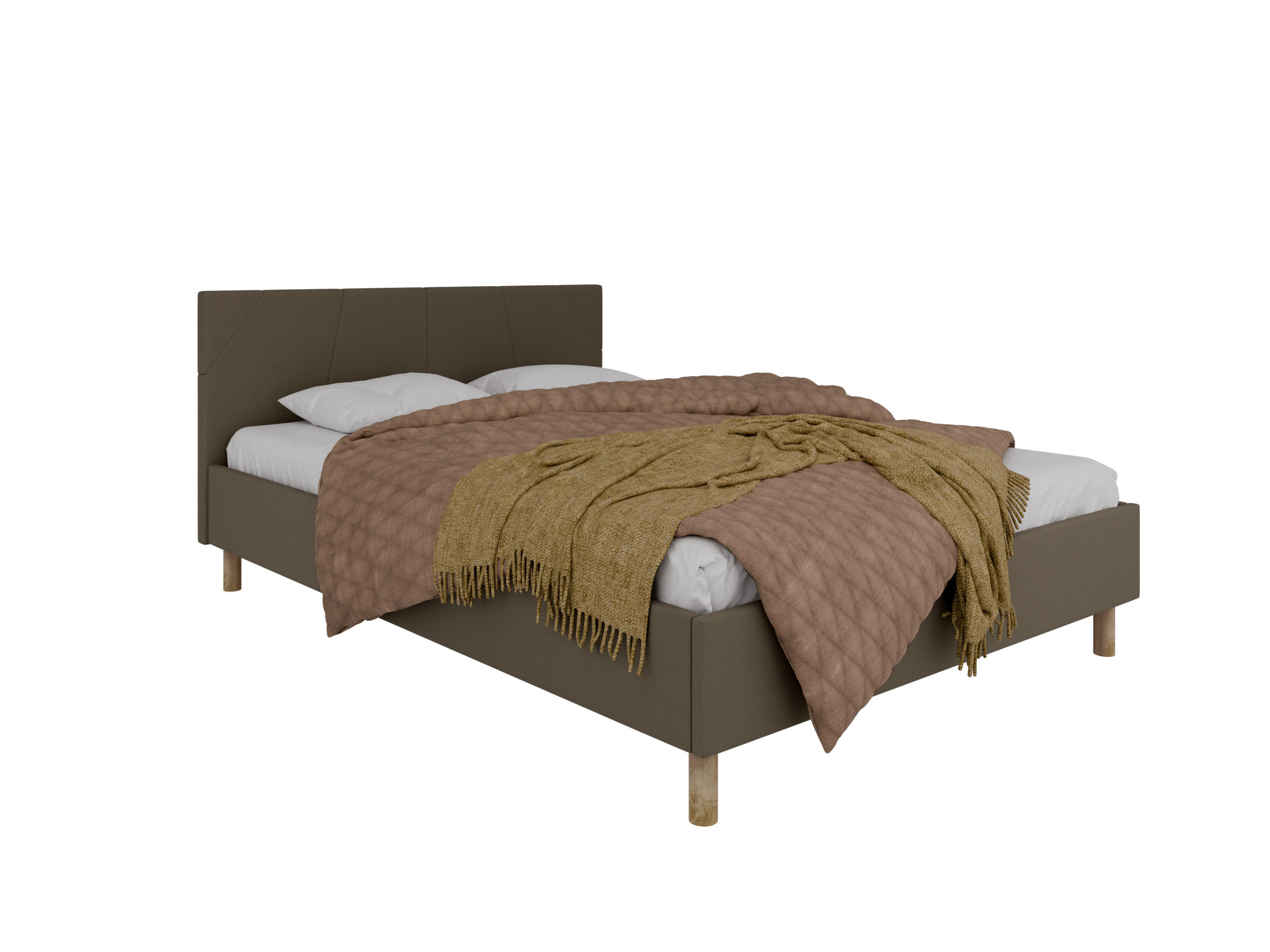 POLSTERBETT ALMORE 140x200cm Elegantes Polsterbett für modernen Wohnstil , Taschenfederkernmatratze LIORA(19cm), braun - Braun, Holz (140/200cm) - Panda Möbel