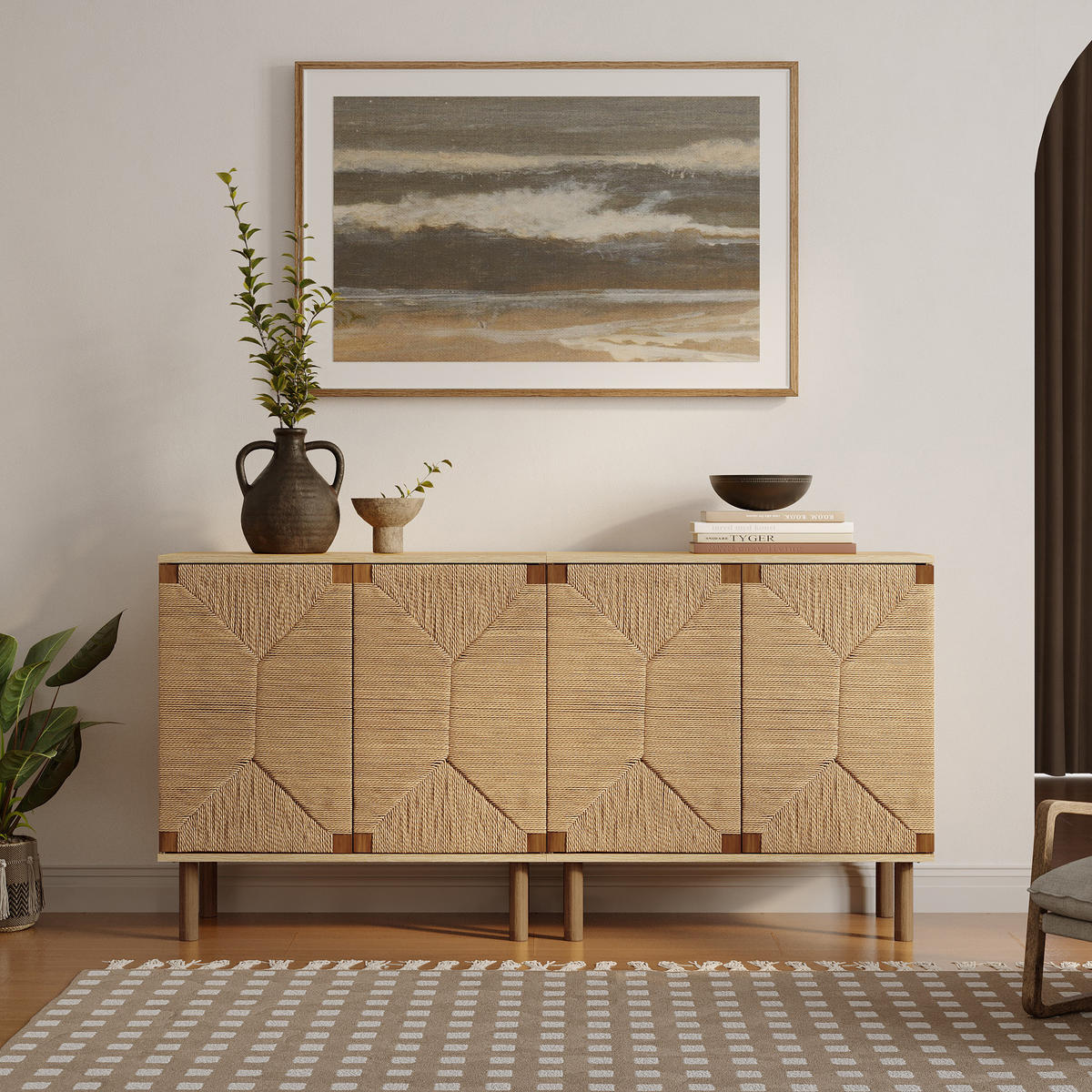 SIDEBOARD Wohnzimmer im modernen Vintage-Stil, Holz mit 2 Türen | B80 x T40 x H80 cm - Braun, Holz (80/80/40cm) - Hometopia