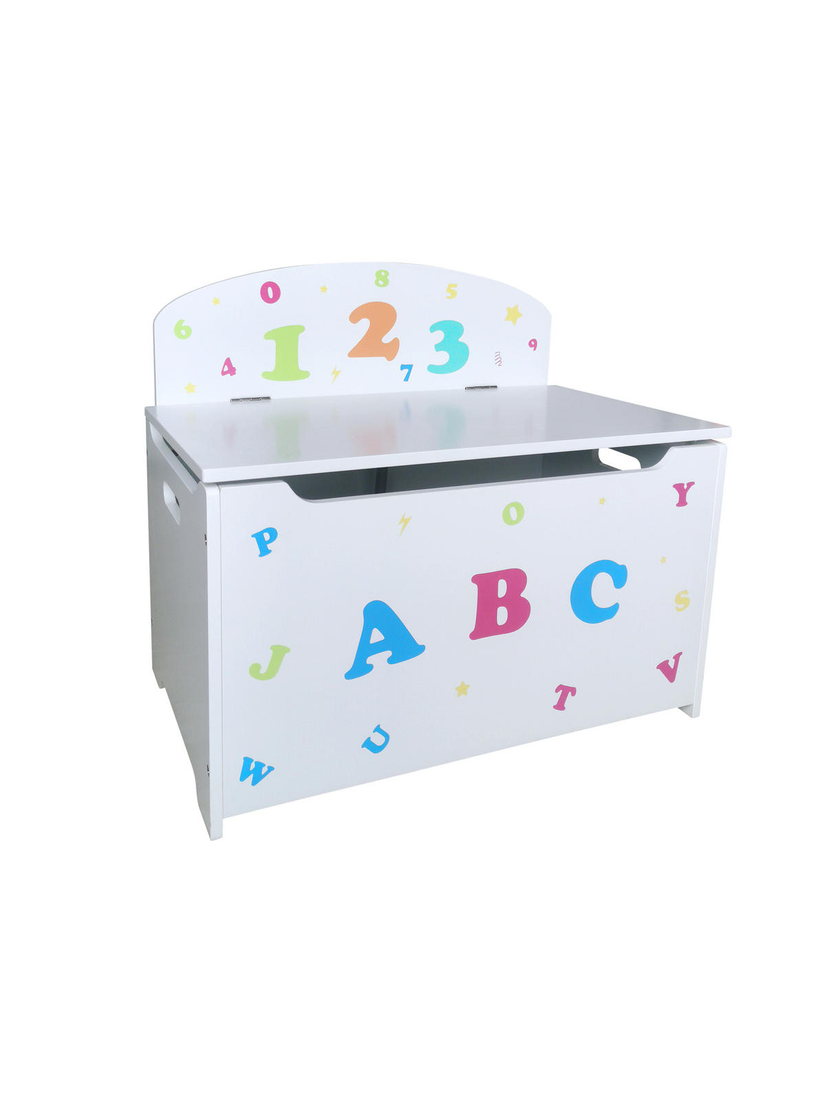 KINDER-TRUHENBANK Abc Stauraum Holz Weiß 53x35,5x60cm - Weiß, Holz (35.5/53/60cm) - DELUKE