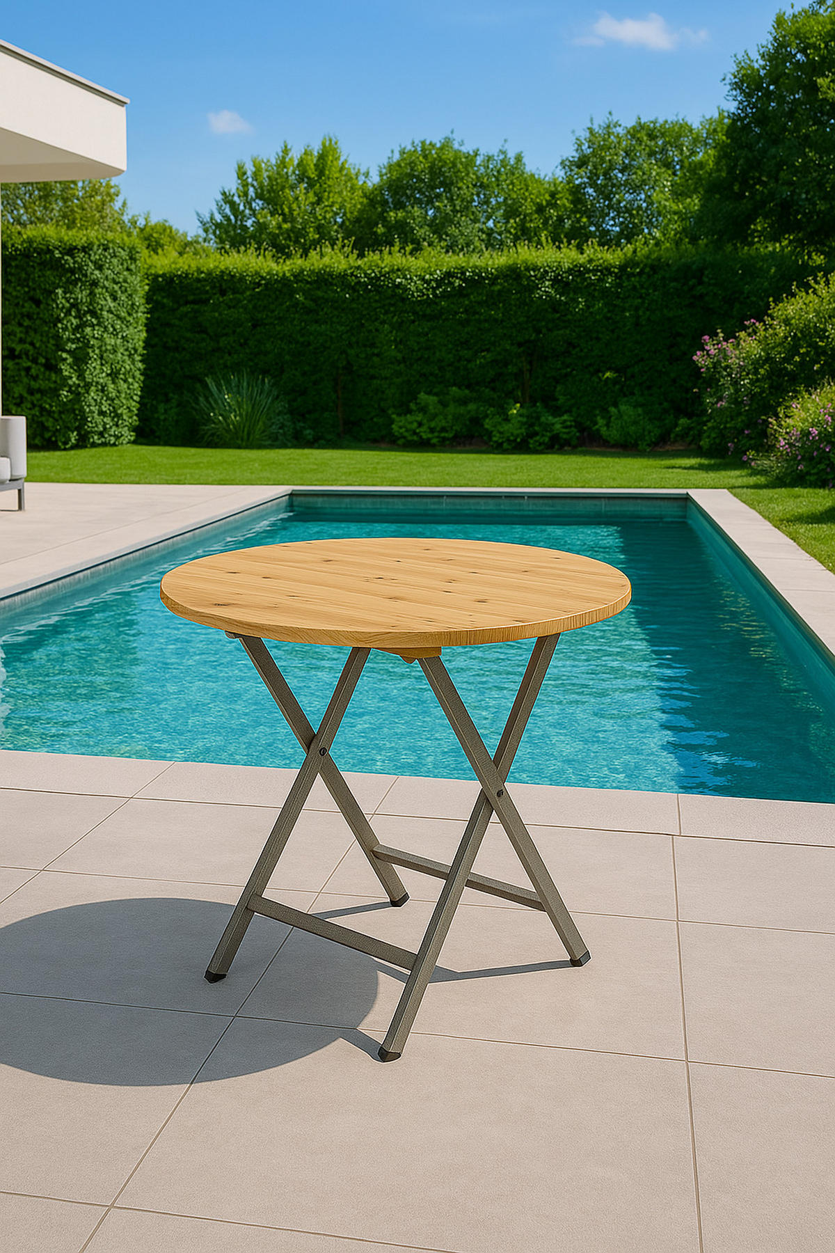 STEHTISCH Zülpich aus Metall + Holz (Nadelholz) 78cm - Braun, Metall (78/78/110.5cm) - TPFGarden
