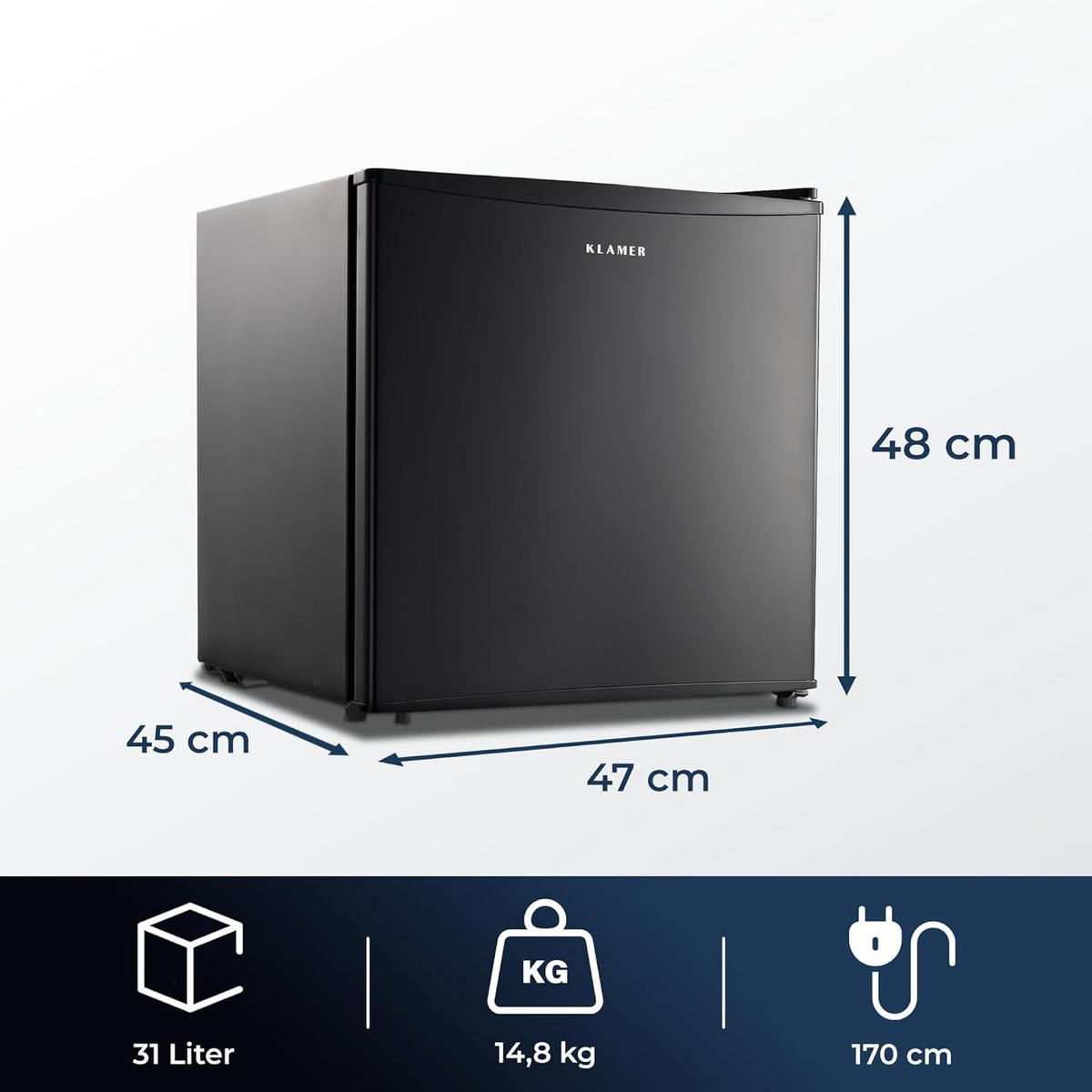 MINIGEFRIERSCHRANK 31L Schwarz - Schwarz, Metall (45/48/47cm) - KLAMER