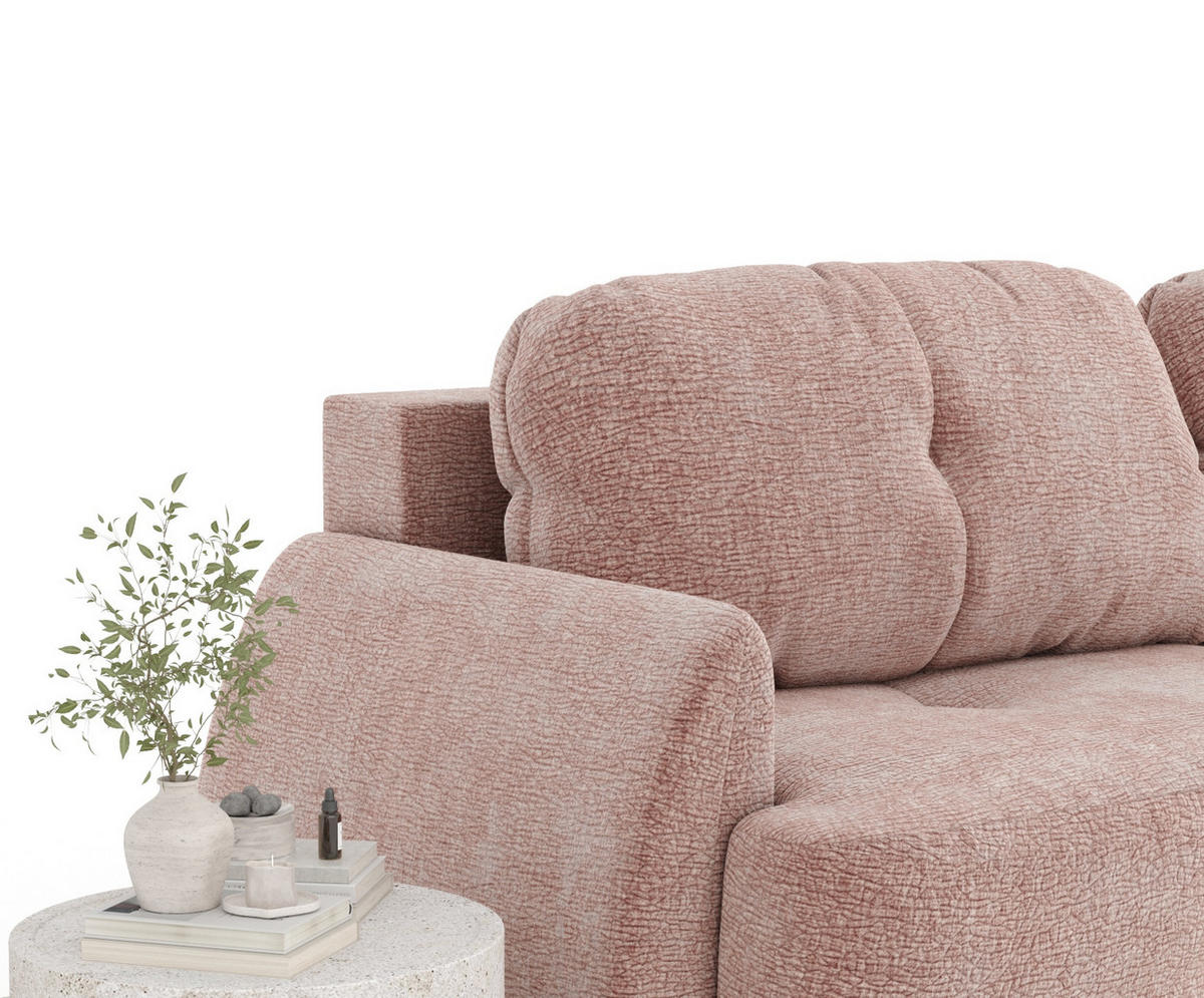 SCHLAFSOFA Loca Rosa Chenille - Schwarz/Rosa, Holz/Holzwerkstoff (248/92/103cm) - Maison de Reve