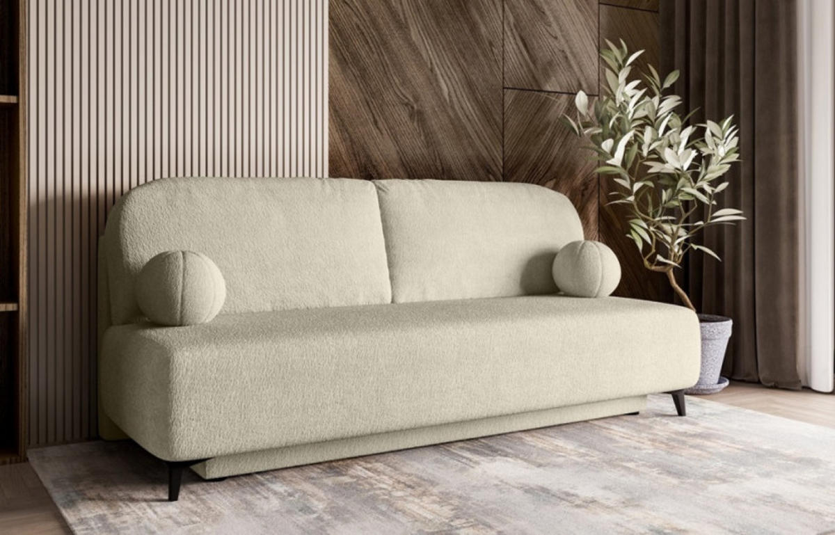 SOFA Beige MIO Mit Schlaffunktion Boucle - Beige, Textil (198/90/86cm) - Sepro Meble
