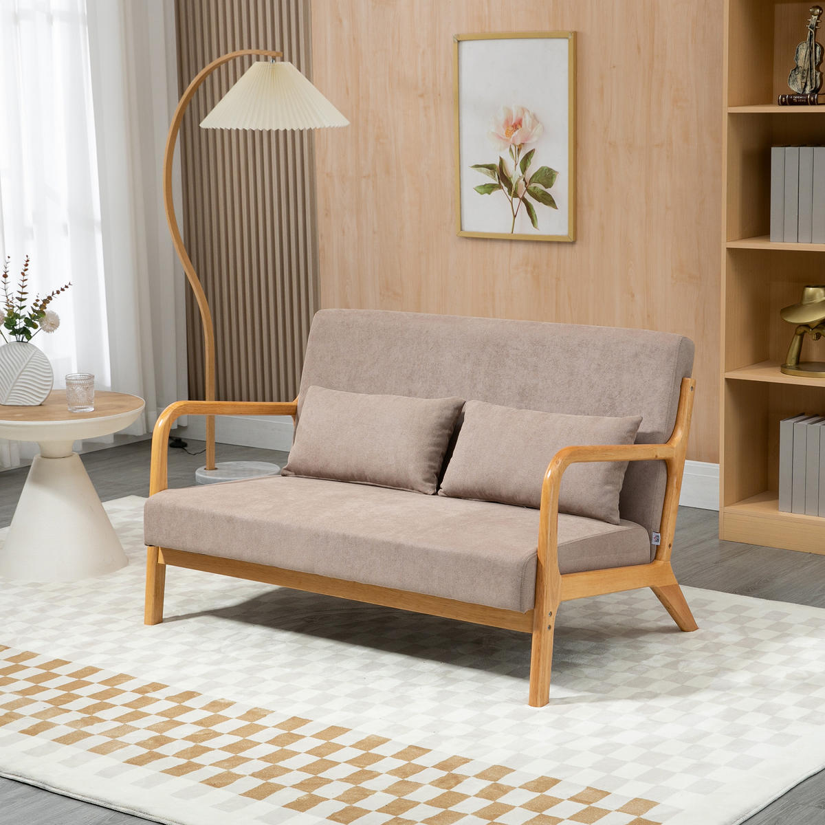 SOFA 2-Sitzer, Samt, Hellgrau - Hellgrau, Textil (80/72/122cm) - HOMCOM