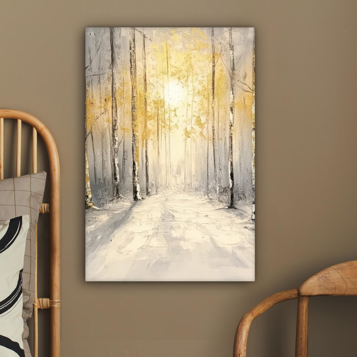 LEINWANDBILD Winter - Abstrakt - Schnee - Natur - Sonne 60x90 cm - Grau, Textil (60/90cm) - MuchoWow