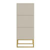 SCHUHSCHRANK Veldio mit 3 Klappen Greige mit goldenem Metallgestell 50 cm - Taupe/Goldfarben, Holzwerkstoff/Metall (50/125/30cm) - Selsey