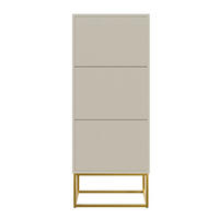 SCHUHSCHRANK Veldio mit 3 Klappen Greige mit goldenem Metallgestell 50 cm - Taupe/Goldfarben, Holzwerkstoff/Metall (50/125/30cm) - Selsey