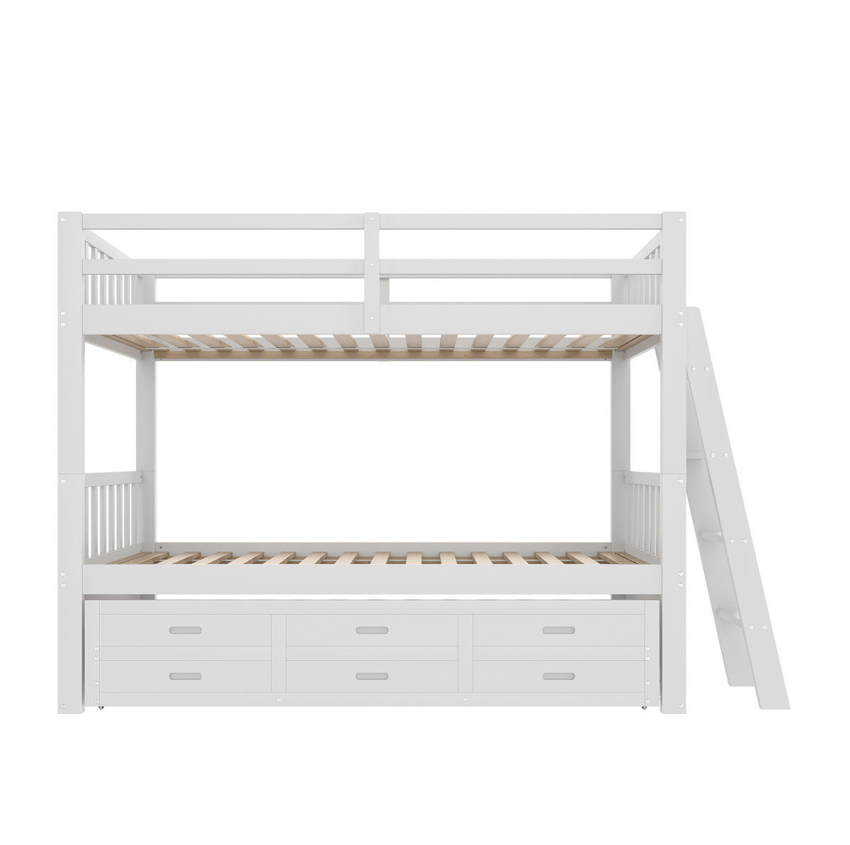 ETAGENBETT 90/200 cm Weiß Kiefernholz mit 3 Schubladen für Kinder - Weiß, Holz (90/200cm) - OKWISH