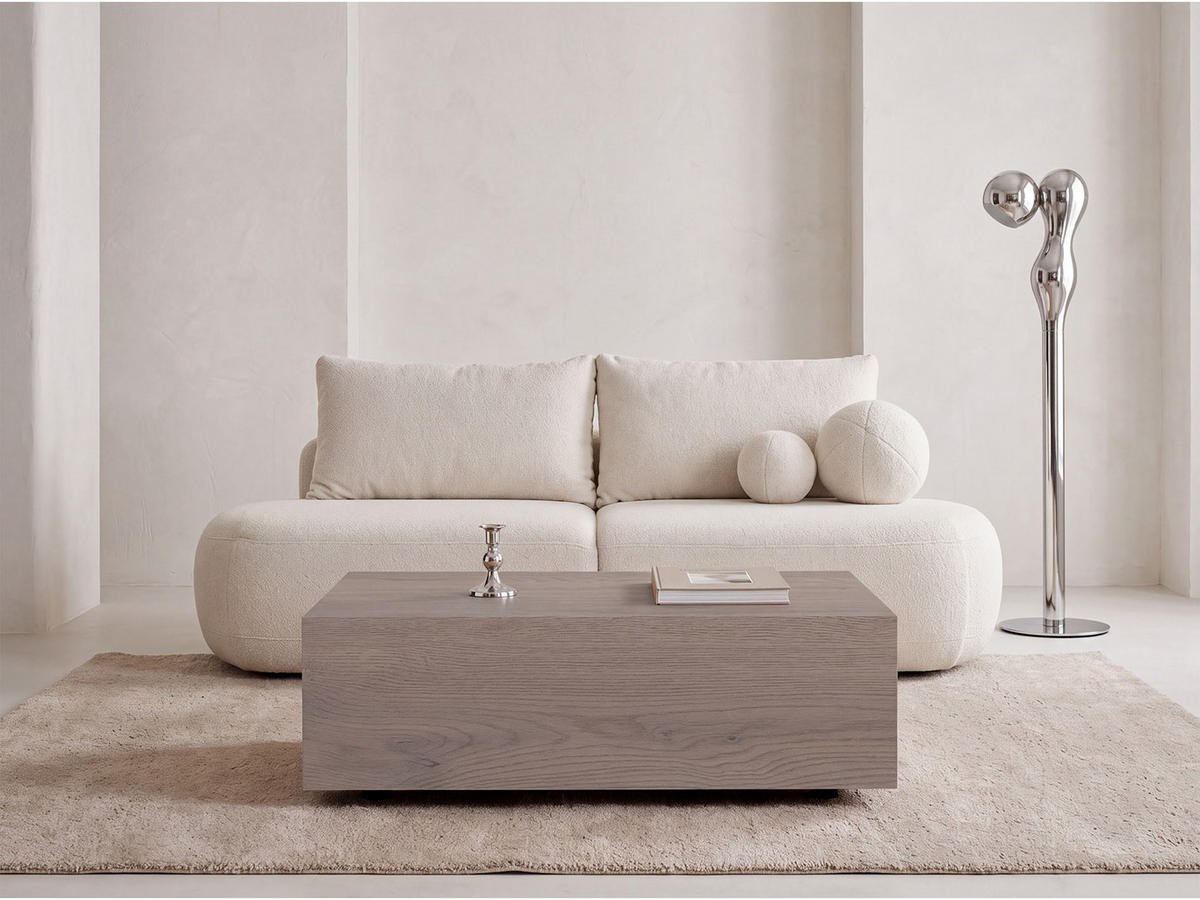 COUCHTISCH Noma Rechteckig in Eiche Braun, Blockform mit versteckten Rollen 90/55/28 cm - Greige/Schwarz, Holzwerkstoff (55/90/28cm) - WFL GROUP
