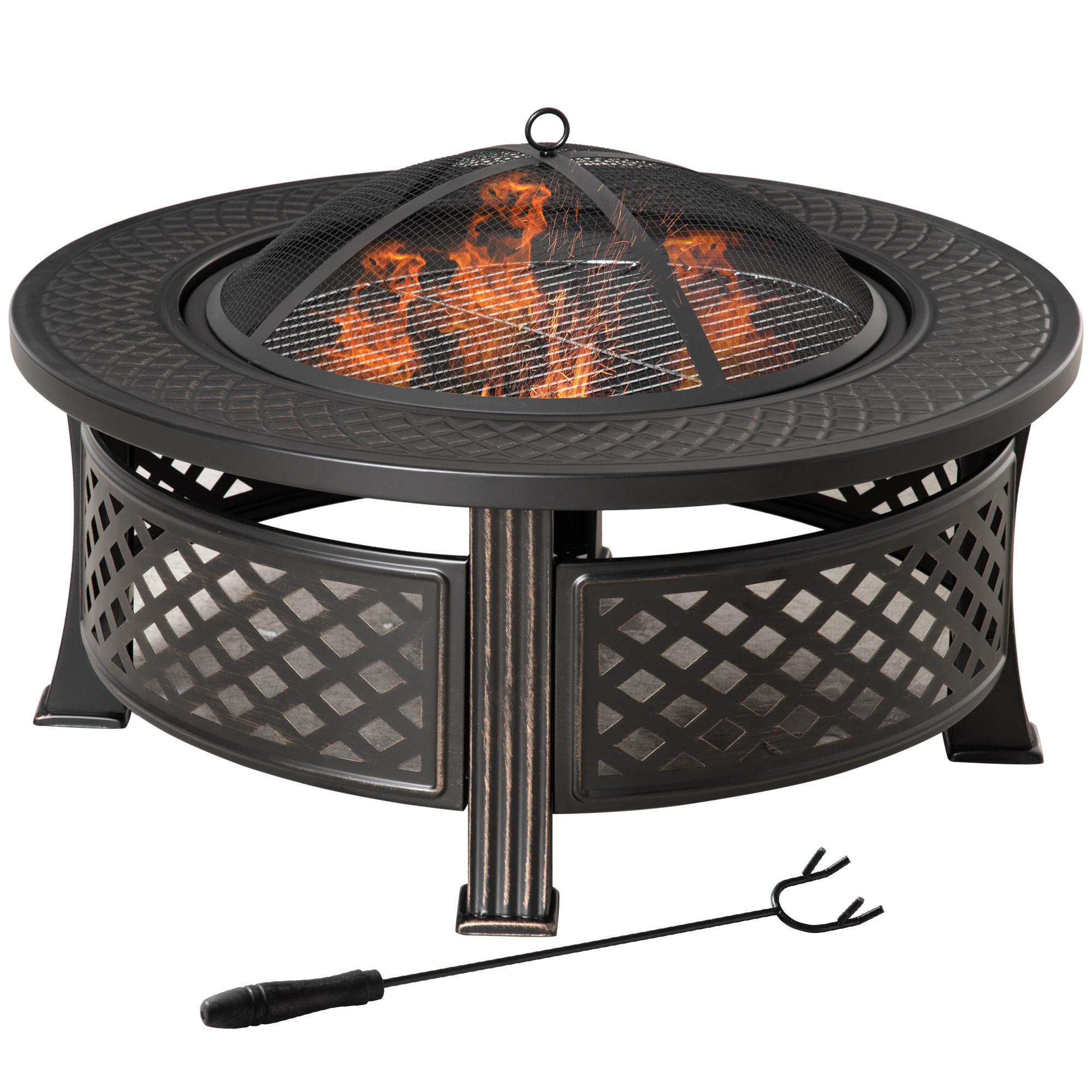 FEUERSCHALE 2-in-1 DE-10418 Antik-Bronze - Schwarz, Metall (81/50/81cm) - ComfortXL