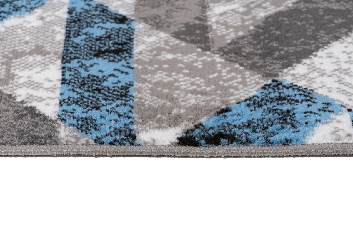 TEPPICH MAYA Blau Geometrisch Streifen Meliert 140/200 cm - Blau, Textil (140/200cm) - Tapiso