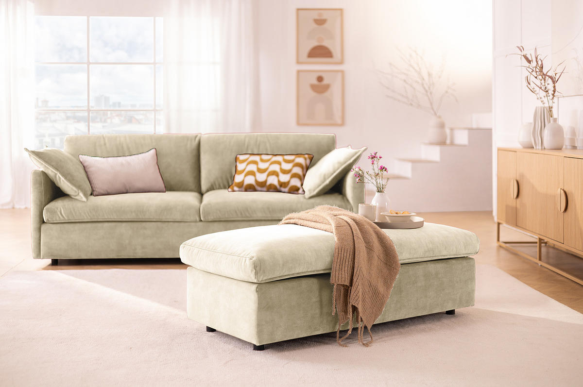 POLSTERHOCKER - Schwarz/Weiß, Kunststoff/Textil (131/44/61cm) - home24