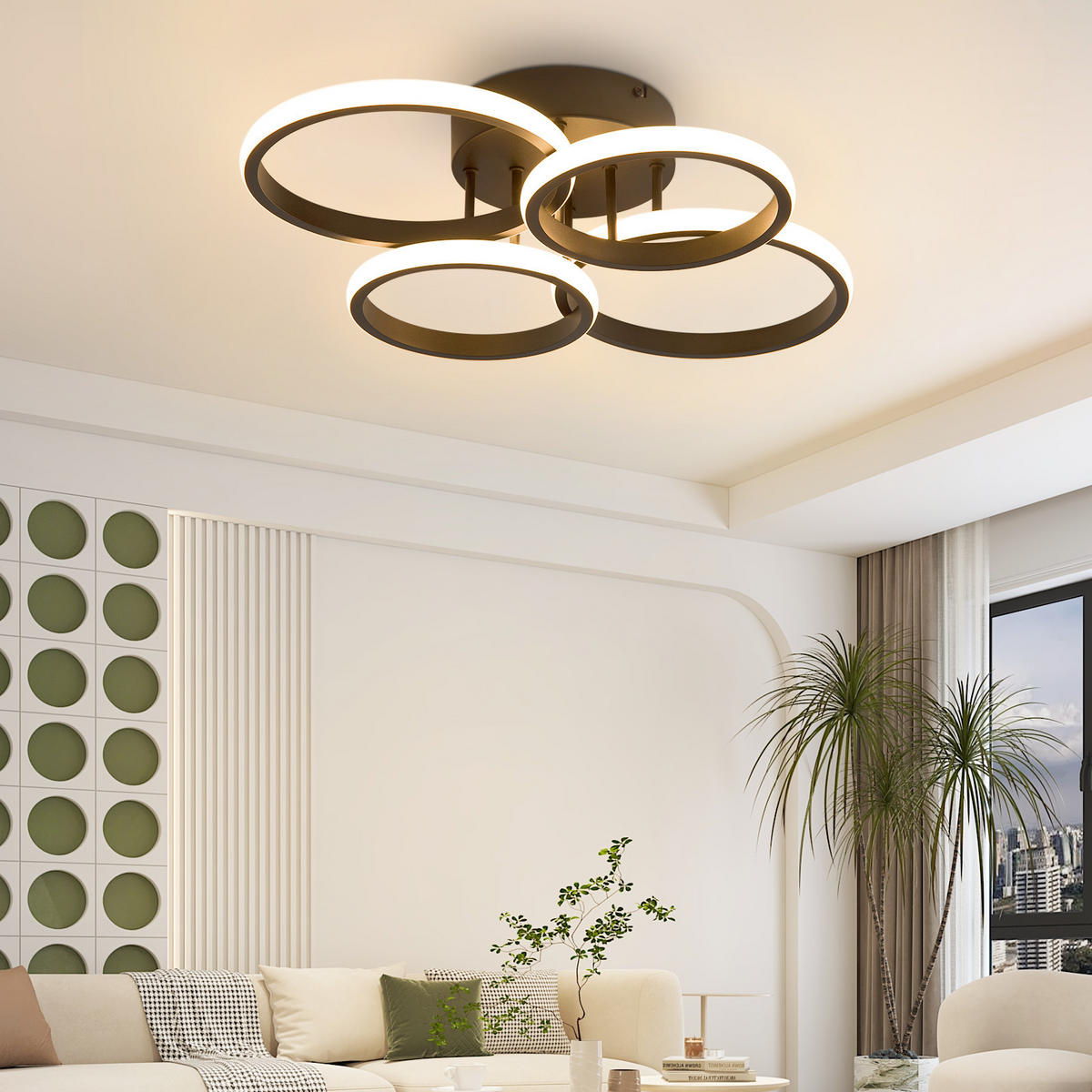 LED-DECKENLEUCHTE Xalvor 41.5/52.5/11.8 cm - Schwarz, Metall (52.5/41.5/11.8cm) - ZMH