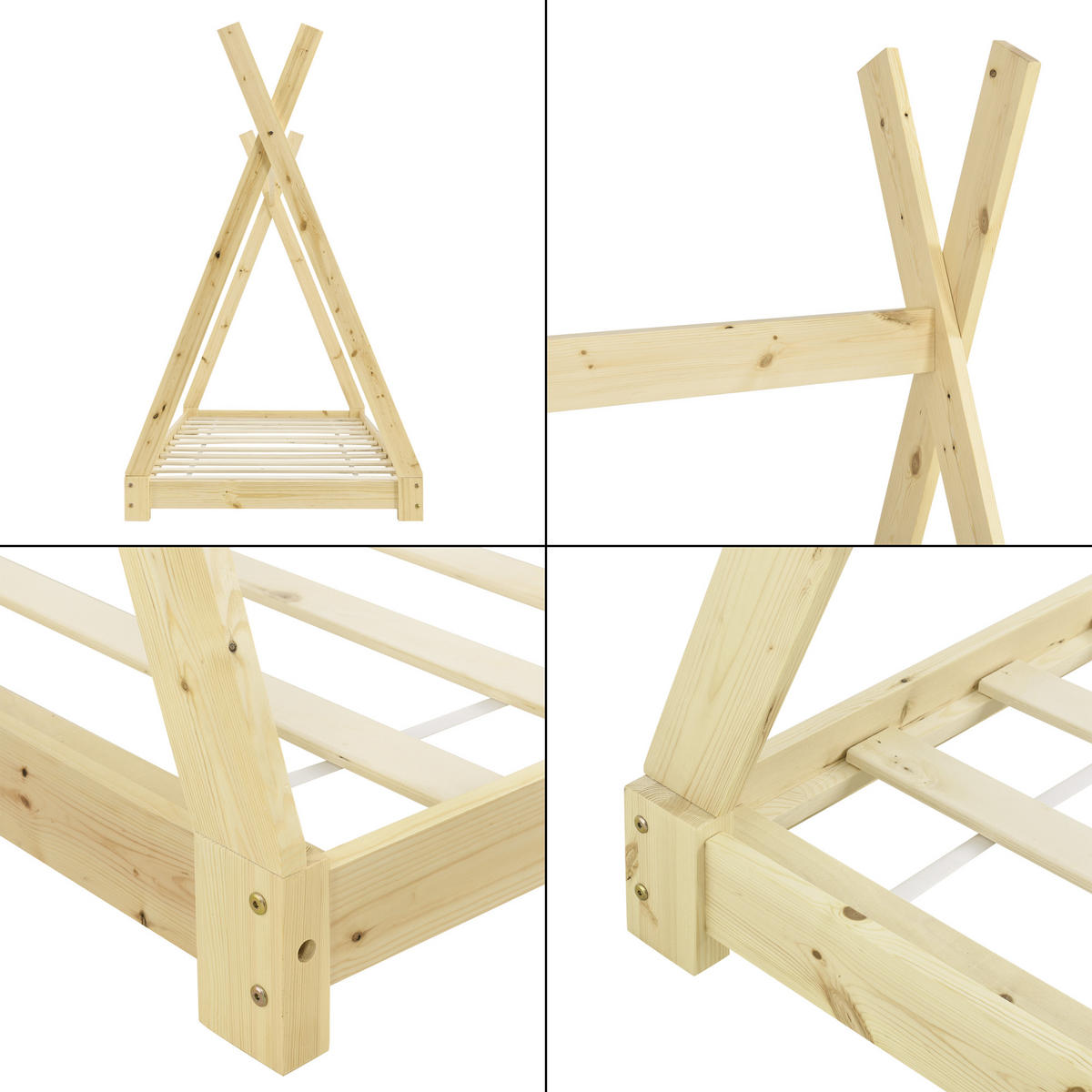 KINDERBETT Onejda - Naturfarben, Holz (90/200cm) - [en.casa]