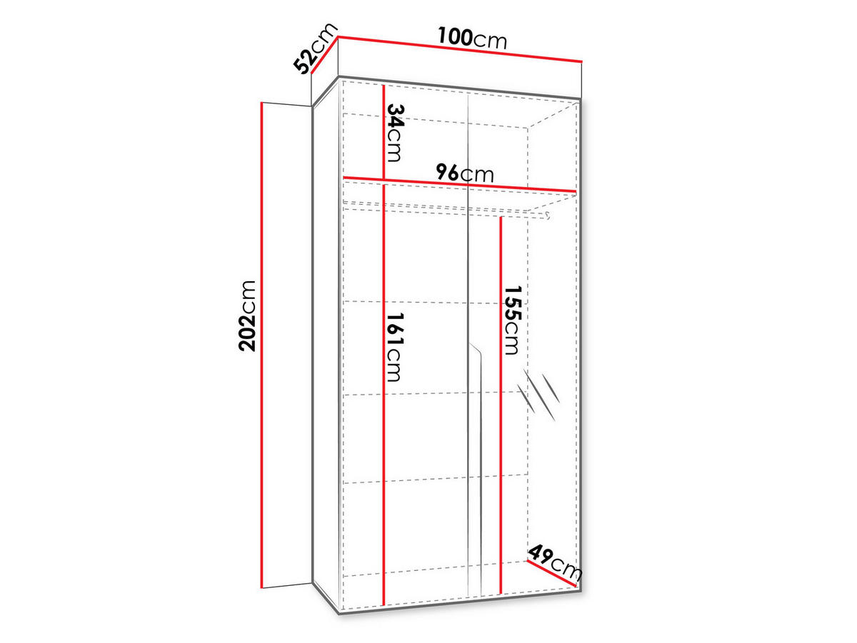 DREHTÜRENSCHRANK Mila II 100 - Goldfarben/Schwarz, Holzwerkstoff/Kunststoff (100/202/52cm) - MIRJAN24