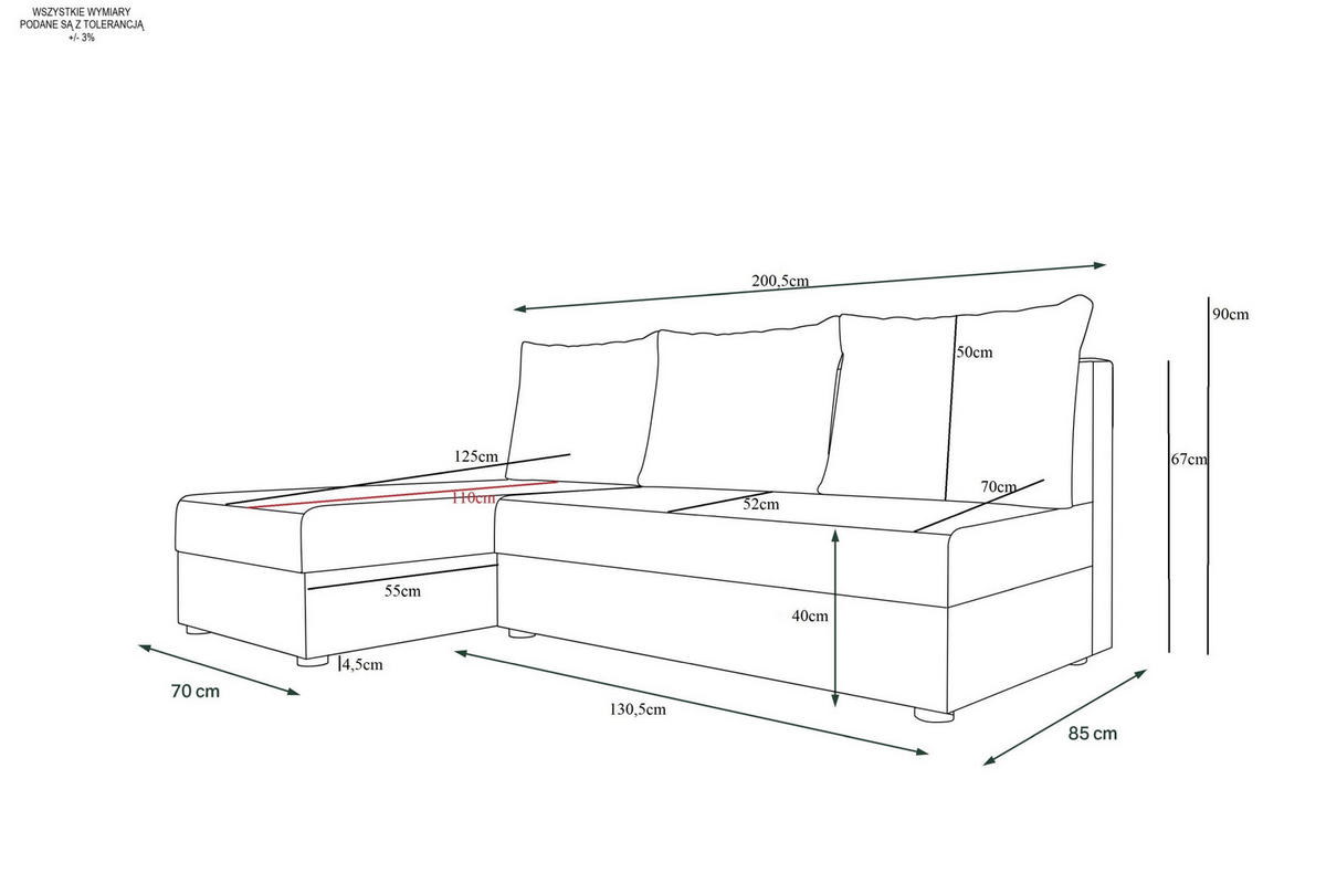 ECKSOFA HEWLET L Itaka 10 Rechts mit Schlaffunktion - Dunkelgrün, Textil (200/140cm) - Bedante