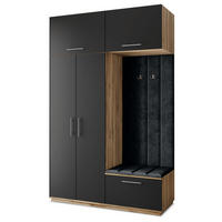 GARDEROBENSCHRANK REMA 150/240/60 cm Modern Eiche Wotan - Eiche Wotan/Schwarz, Holzwerkstoff (150/240/60cm) - MASSENO