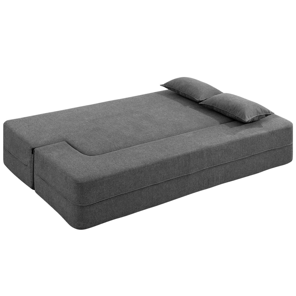 SCHLAFSOFA 2-Sitzer DE-08237 aus Schaumstoff, breite Armlehnen, Grau - Grau, Textil (203/75/95cm) - ComfortXL