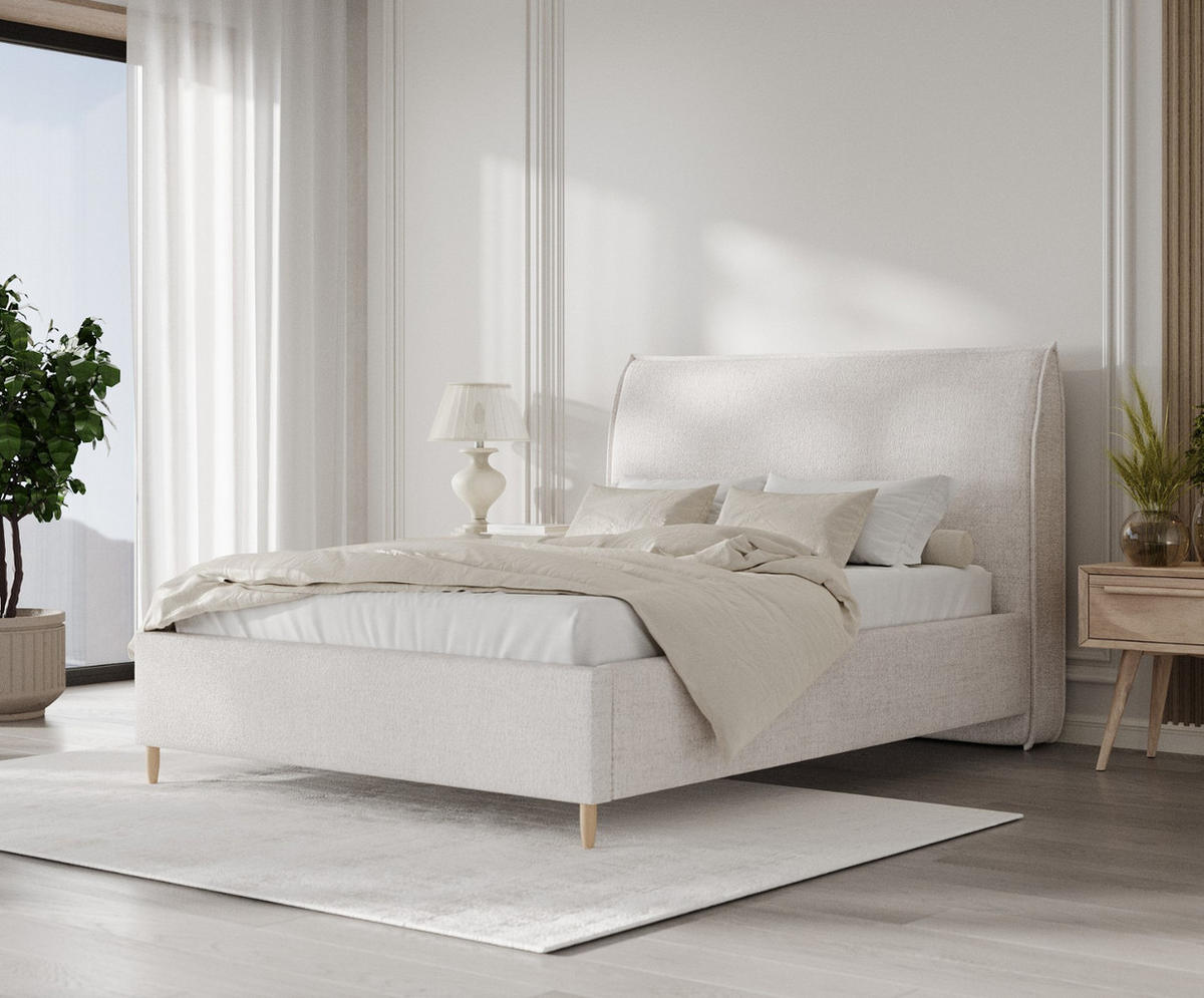 POLSTERBETT Mira 160/200 cm Hellbeige im Neve Stoff - Sandfarben/Naturfarben, Holz/Holzwerkstoff (160/200cm) - AltaBeds