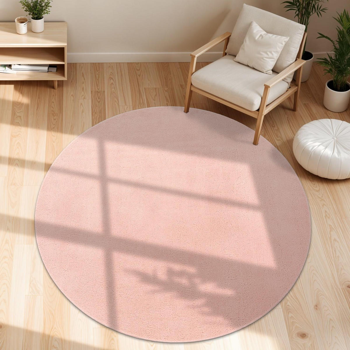 KURZFLORTEPPICH 120/120 cm Cadiz 630 - Rosa, Kunststoff (120/120cm) - Paco Home