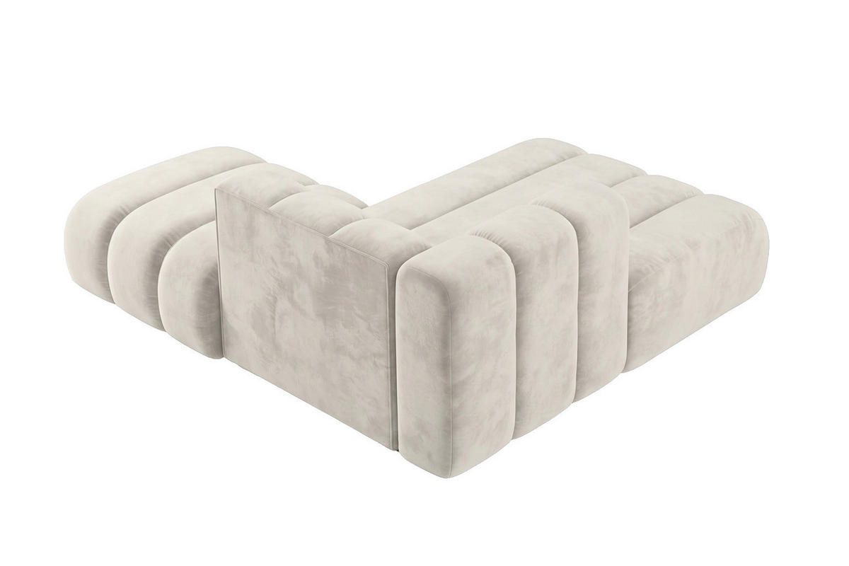CHAISELONGUE Modulare Mit Hocker, Velvet-Stoff Riviera, Ecru, Rechts, GRAND - Creme, Holz (204/179cm) - Kaiser Möbel