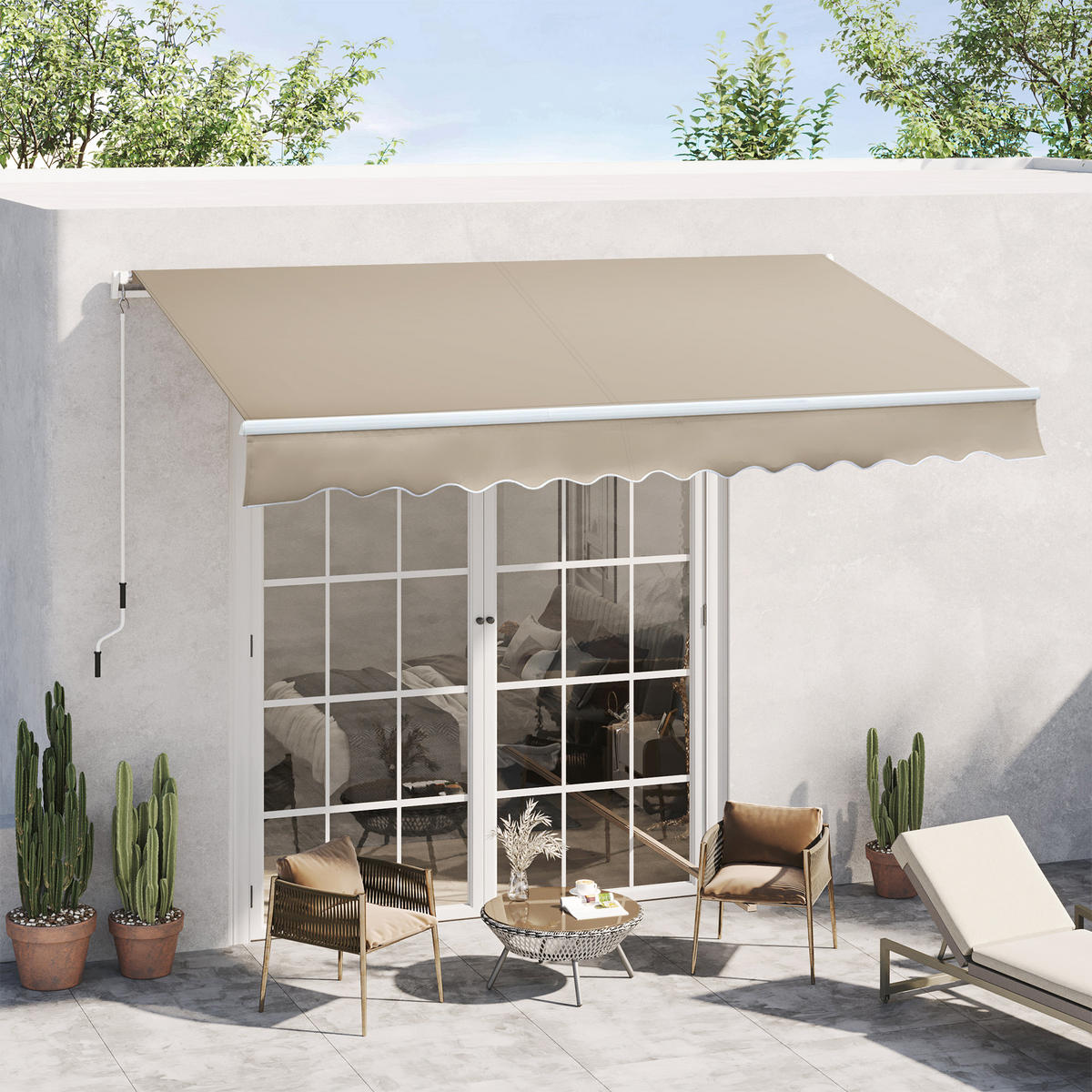 MARKISE 3,95 m Aluminium beige - Beige, Textil (395/300cm) - Fortuna Lai