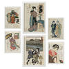 POSTER Set Mit 6 Japan Vintage Papier Stil Plakate Mit Enzyklopädie Hintergründen Ukiyo E Japanische Geishas Innenarchitektur A3 & A4 Weißer Rahmen - Weiß, Papier (29/3cm) - Nacnic