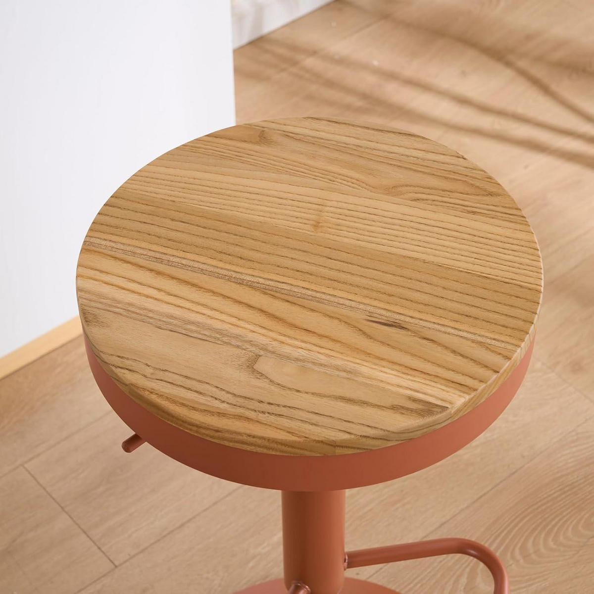 BARHOCKER 2er Set Holz Höhenverstellbar Schwenkbar Terrakotta Vintage - Bordeaux, Holz (38.5/56/38.5cm)