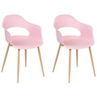 ESSZIMMERSTUHL 2er-Set Kunststoff Rosa Utica - Pink, Kunststoff/Metall (54/81/47cm) - Beliani