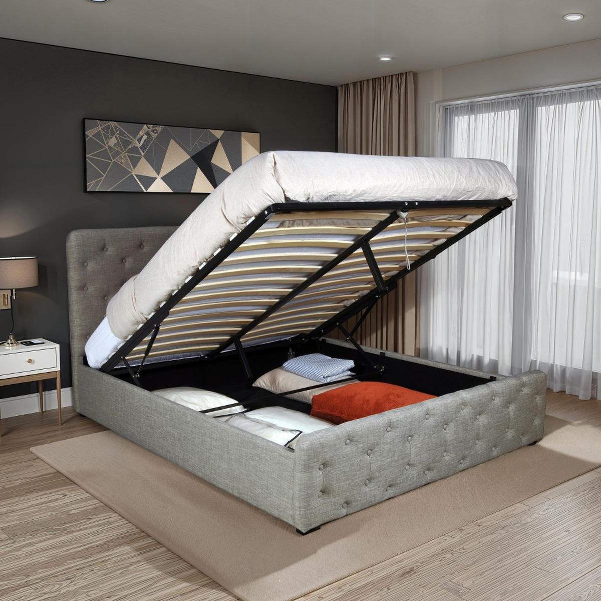 BETT EDEN/ 160x200 cm mit Lattenrost, Hell grau - Hellgrau, Holzwerkstoff (160/200cm) - Weber Industries