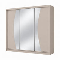 KLEIDERSCHRANK Nox 240 cm Kaschmir Spiegel 4 Schubladen Griffe silber - Kaschmir, Holzwerkstoff (240/216/61cm) - KS Home Concept