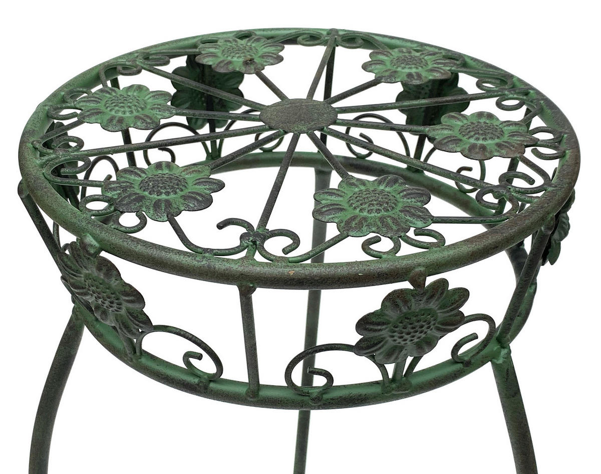 BLUMENHOCKER rund Metall Grün antik 30/30/60 cm - Grün, Metall (30/60/30cm) - DanDiBo