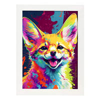 POSTER Fennek Fuchs Im Vollfarb Portrait Stil. A4 Weißer Rahmen - Weiß, Papier (29.7/5/21cm) - Nacnic
