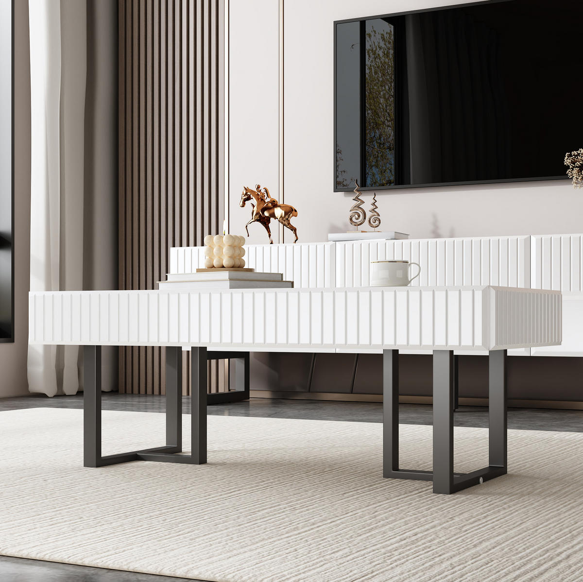 COUCHTISCH aus MDF & Spanplatte 110x50,5x41 cm in Weiß - Weiß, Holzwerkstoff (110/50.5/41cm) - Modfu