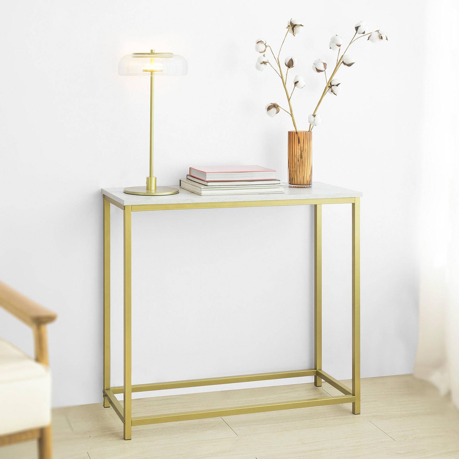 KONSOLENTISCH Golden - Goldfarben, Holzwerkstoff (30/80/75cm) - SoBuy
